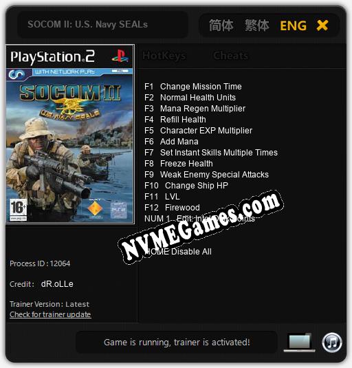 Treinador liberado para SOCOM II: U.S. Navy SEALs [v1.0.1]