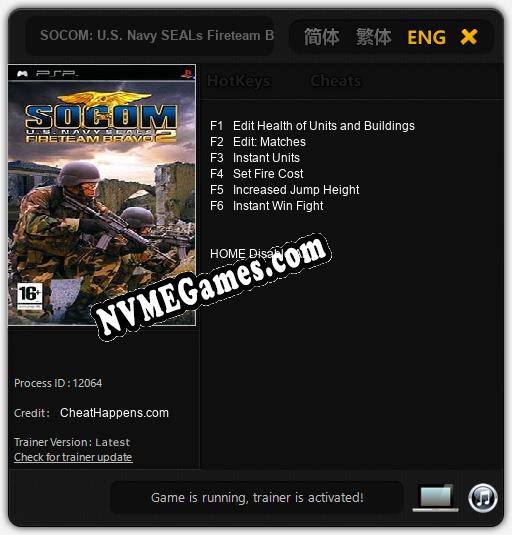 SOCOM: U.S. Navy SEALs Fireteam Bravo 2: Cheats, Trainer +6 [CheatHappens.com]