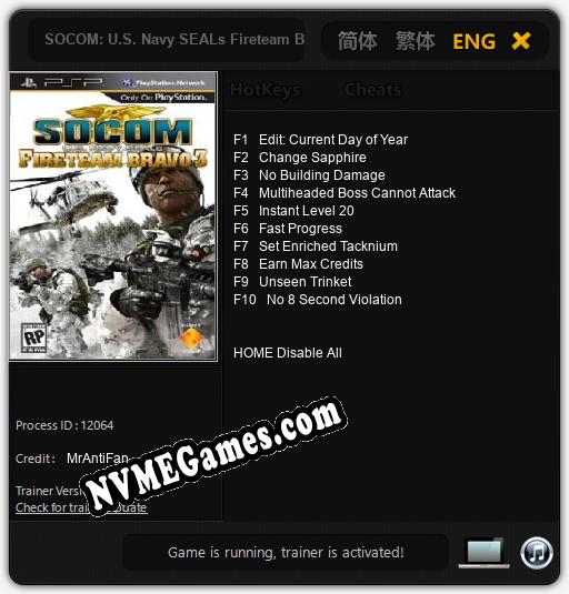 SOCOM: U.S. Navy SEALs Fireteam Bravo 3: Cheats, Trainer +10 [MrAntiFan]