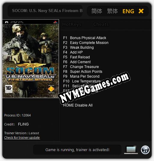 SOCOM: U.S. Navy SEALs Fireteam Bravo: Cheats, Trainer +12 [FLiNG]