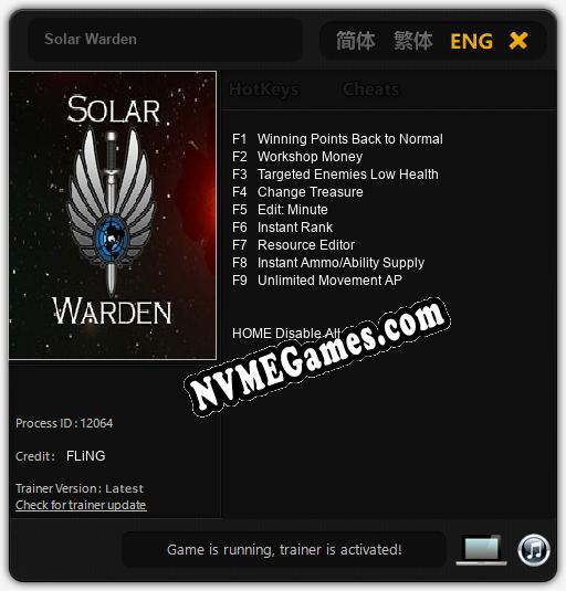 Treinador liberado para Solar Warden [v1.0.6]