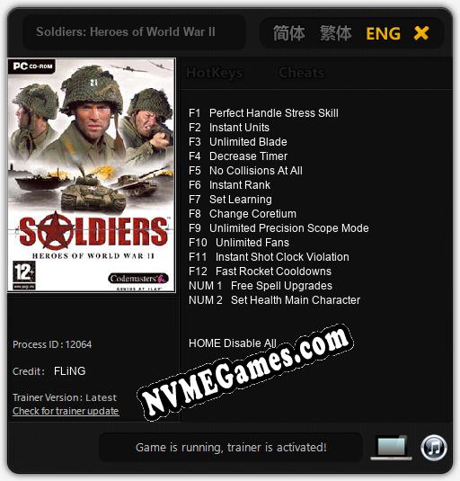 Treinador liberado para Soldiers: Heroes of World War II [v1.0.1]