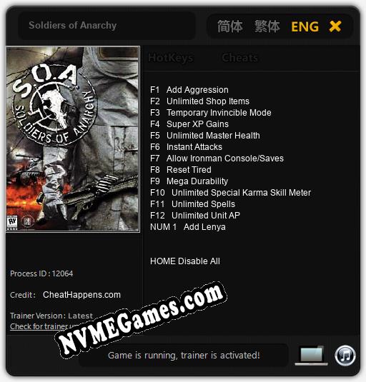 Soldiers of Anarchy: Cheats, Trainer +13 [CheatHappens.com]