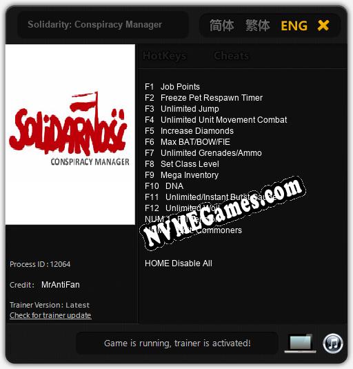 Solidarity: Conspiracy Manager: Treinador (V1.0.67)