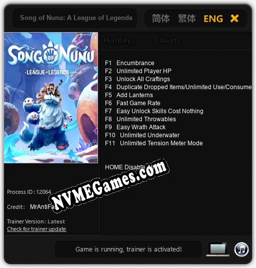 Song of Nunu: A League of Legends Story: Trainer +11 [v1.8]