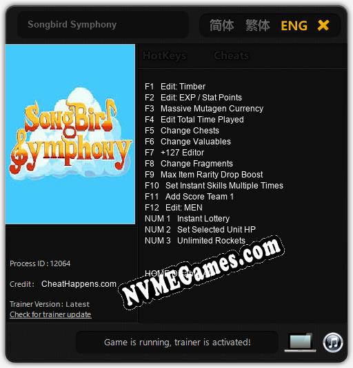 Songbird Symphony: Treinador (V1.0.4)