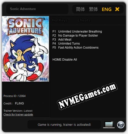 Sonic Adventure: Treinador (V1.0.26)