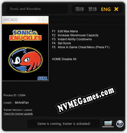 Sonic and Knuckles: Cheats, Trainer +5 [MrAntiFan]