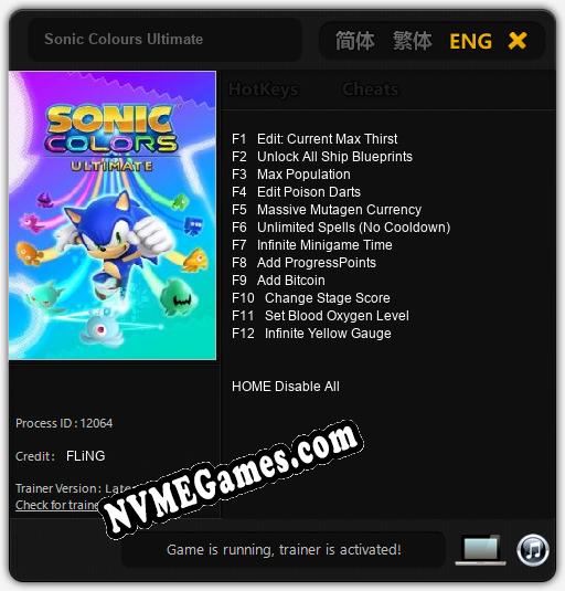 Sonic Colours Ultimate: Trainer +12 [v1.4]