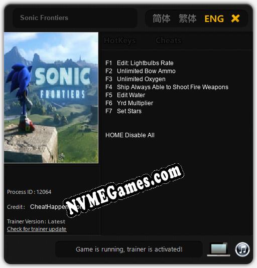 Sonic Frontiers: Treinador (V1.0.48)