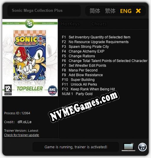 Sonic Mega Collection Plus: Cheats, Trainer +13 [dR.oLLe]