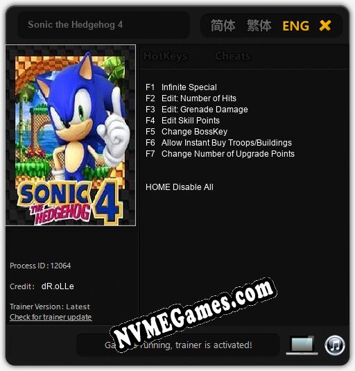 Sonic the Hedgehog 4: Trainer +7 [v1.5]