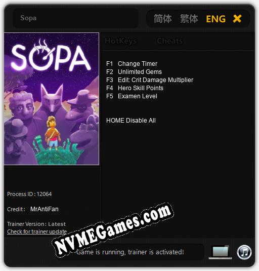 Sopa: Cheats, Trainer +5 [MrAntiFan]