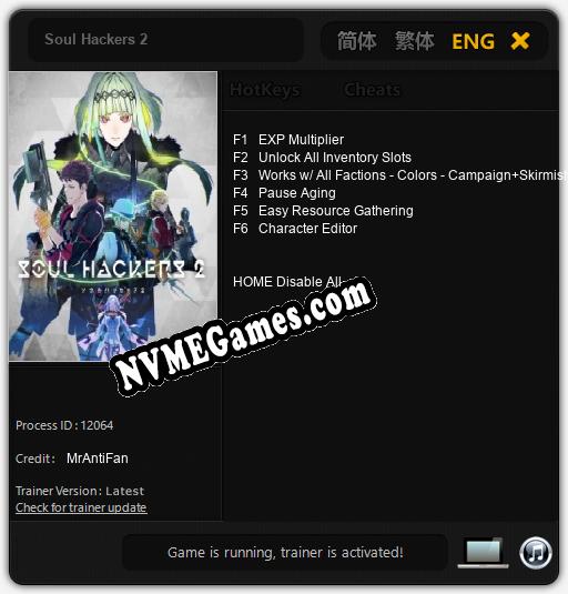 Treinador liberado para Soul Hackers 2 [v1.0.2]