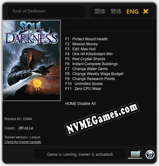 Soul of Darkness: Treinador (V1.0.1)