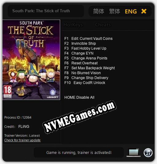 South Park: The Stick of Truth: Trainer +10 [v1.5]