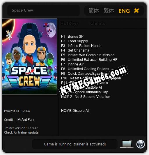 Space Crew: Treinador (V1.0.19)