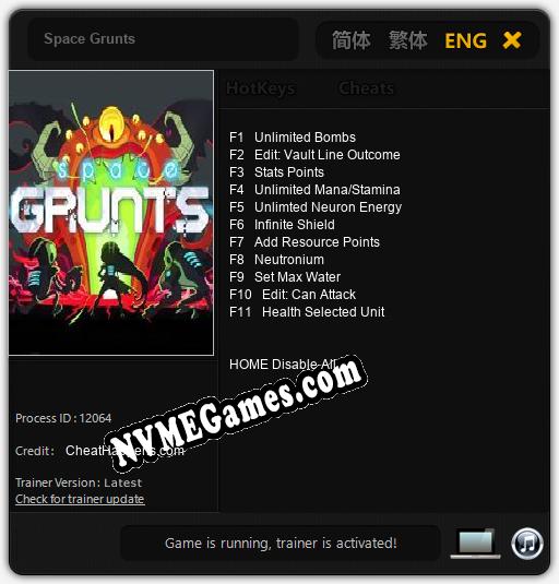 Treinador liberado para Space Grunts [v1.0.5]