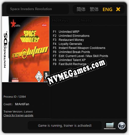 Space Invaders Revolution: Cheats, Trainer +9 [MrAntiFan]