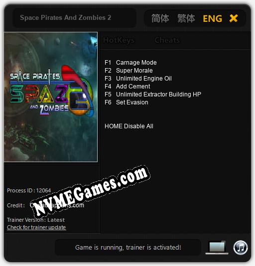 Treinador liberado para Space Pirates And Zombies 2 [v1.0.7]