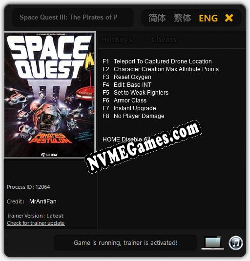 Treinador liberado para Space Quest III: The Pirates of Pestulon [v1.0.9]