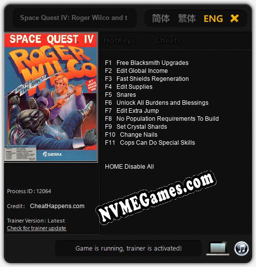 Space Quest IV: Roger Wilco and the Time Rippers: Treinador (V1.0.70)