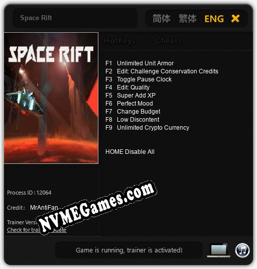 Space Rift: Cheats, Trainer +9 [MrAntiFan]