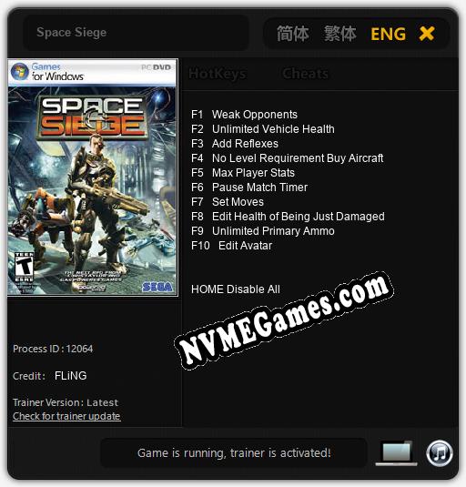 Space Siege: Cheats, Trainer +10 [FLiNG]