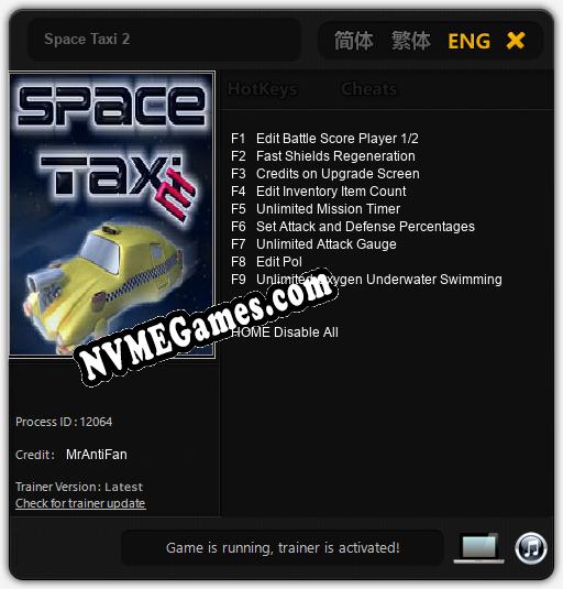 Space Taxi 2: Cheats, Trainer +9 [MrAntiFan]