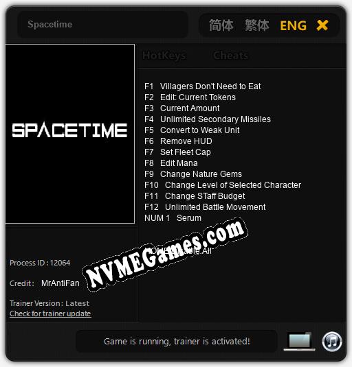 Spacetime: Treinador (V1.0.54)