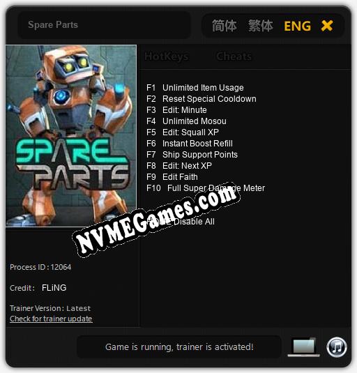 Spare Parts: Trainer +10 [v1.5]