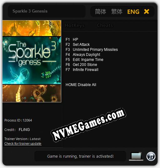 Sparkle 3 Genesis: Cheats, Trainer +7 [FLiNG]