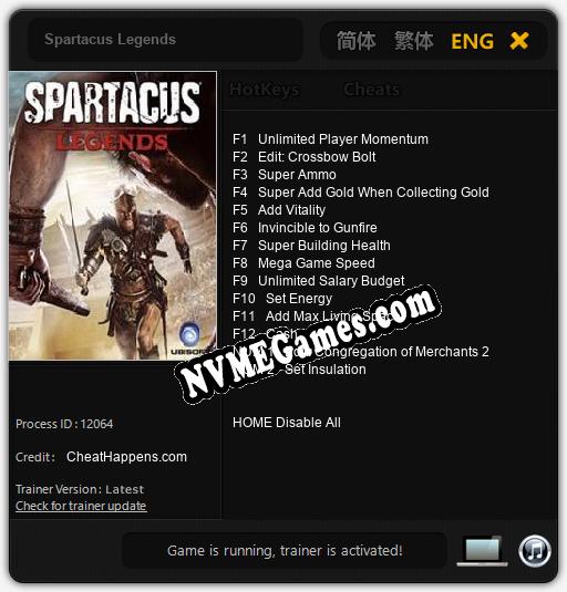 Treinador liberado para Spartacus Legends [v1.0.6]