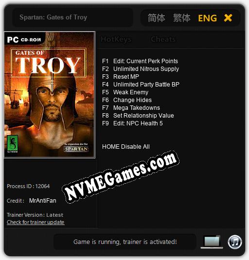 Spartan: Gates of Troy: Treinador (V1.0.69)