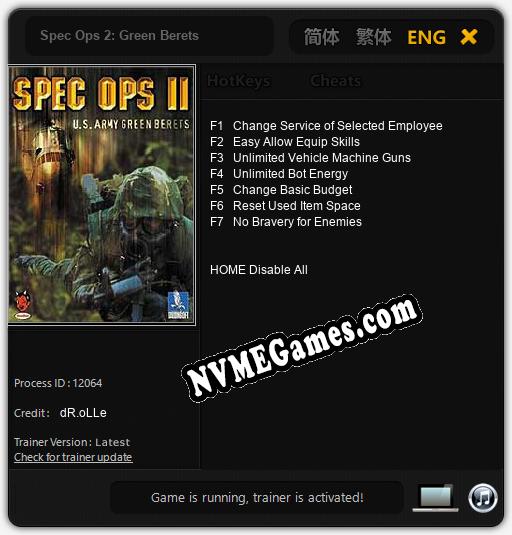 Spec Ops 2: Green Berets: Trainer +7 [v1.8]