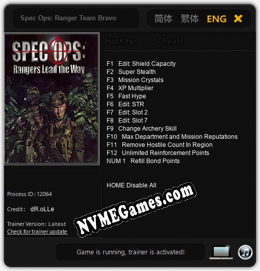 Spec Ops: Ranger Team Bravo: Cheats, Trainer +13 [dR.oLLe]