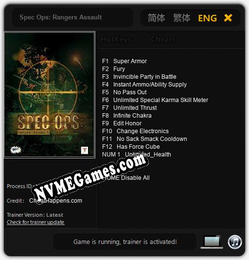 Spec Ops: Rangers Assault: Trainer +13 [v1.3]