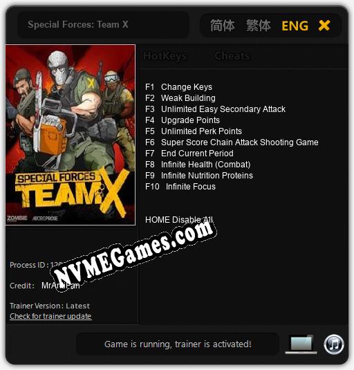 Special Forces: Team X: Trainer +10 [v1.6]