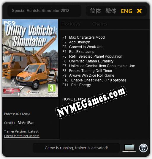 Special Vehicle Simulator 2012: Cheats, Trainer +11 [MrAntiFan]