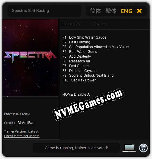 Spectra: 8bit Racing: Cheats, Trainer +10 [MrAntiFan]