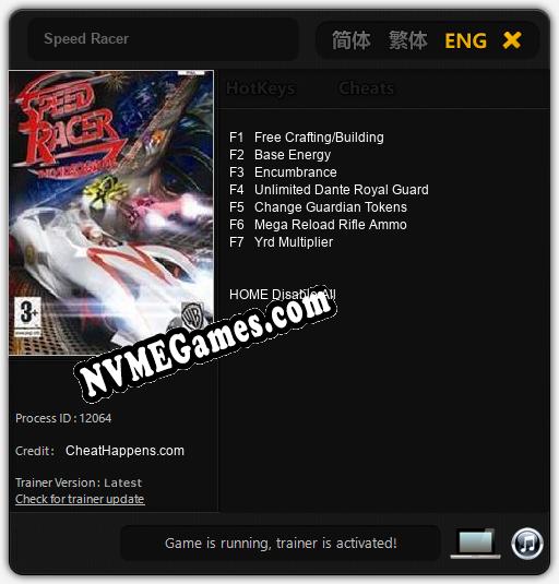 Speed Racer: Cheats, Trainer +7 [CheatHappens.com]