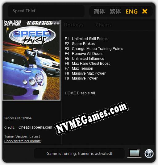 Speed Thief: Cheats, Trainer +9 [CheatHappens.com]