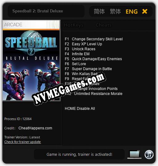 Speedball 2: Brutal Deluxe: Trainer +12 [v1.4]