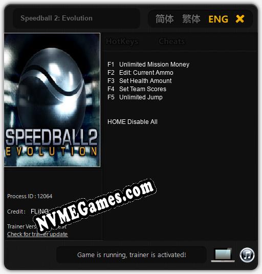 Treinador liberado para Speedball 2: Evolution [v1.0.4]