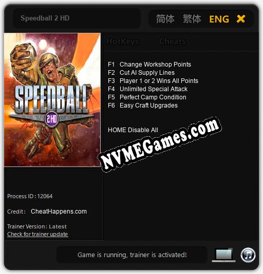 Speedball 2 HD: Trainer +6 [v1.1]