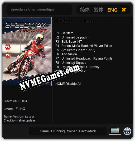 Speedway Championships: Cheats, Trainer +10 [FLiNG]