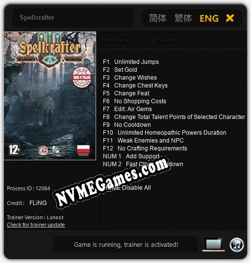 Treinador liberado para Spellcrafter [v1.0.4]