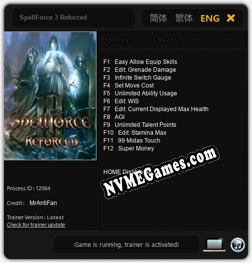 Treinador liberado para SpellForce 3 Reforced [v1.0.8]
