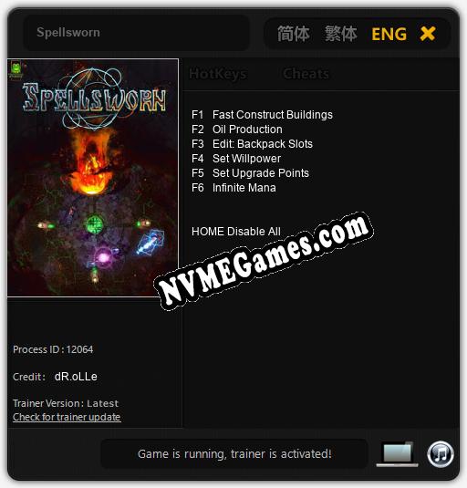 Treinador liberado para Spellsworn [v1.0.9]