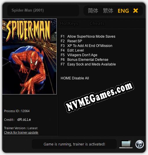 Spider-Man (2001): Treinador (V1.0.19)